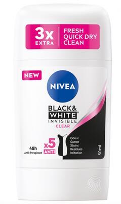 NIVEA DEO STICK INVISIBLE BLACK & WHITE CLEAR 40 ML